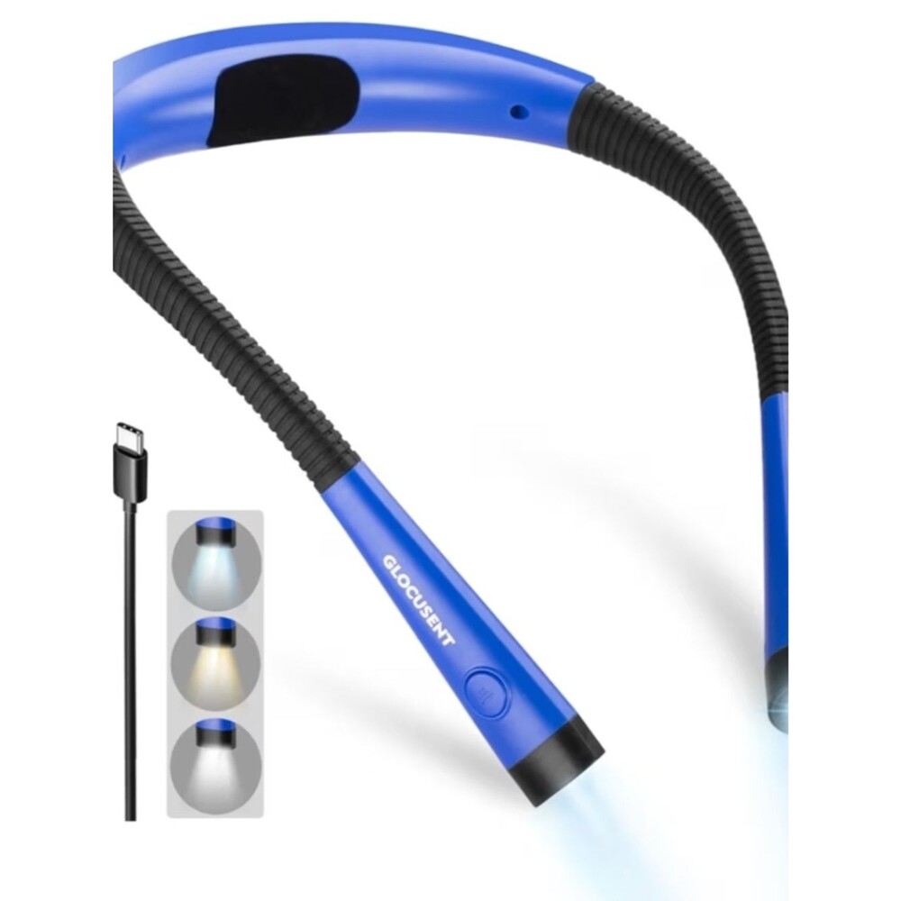 Glocusent Blue Hands-Free Neck Reading Light with Adjustable LED